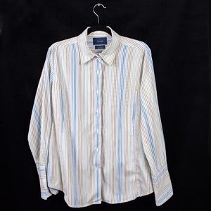 Faconnable Striped Long Sleeve Cotton Shirt Sz 12